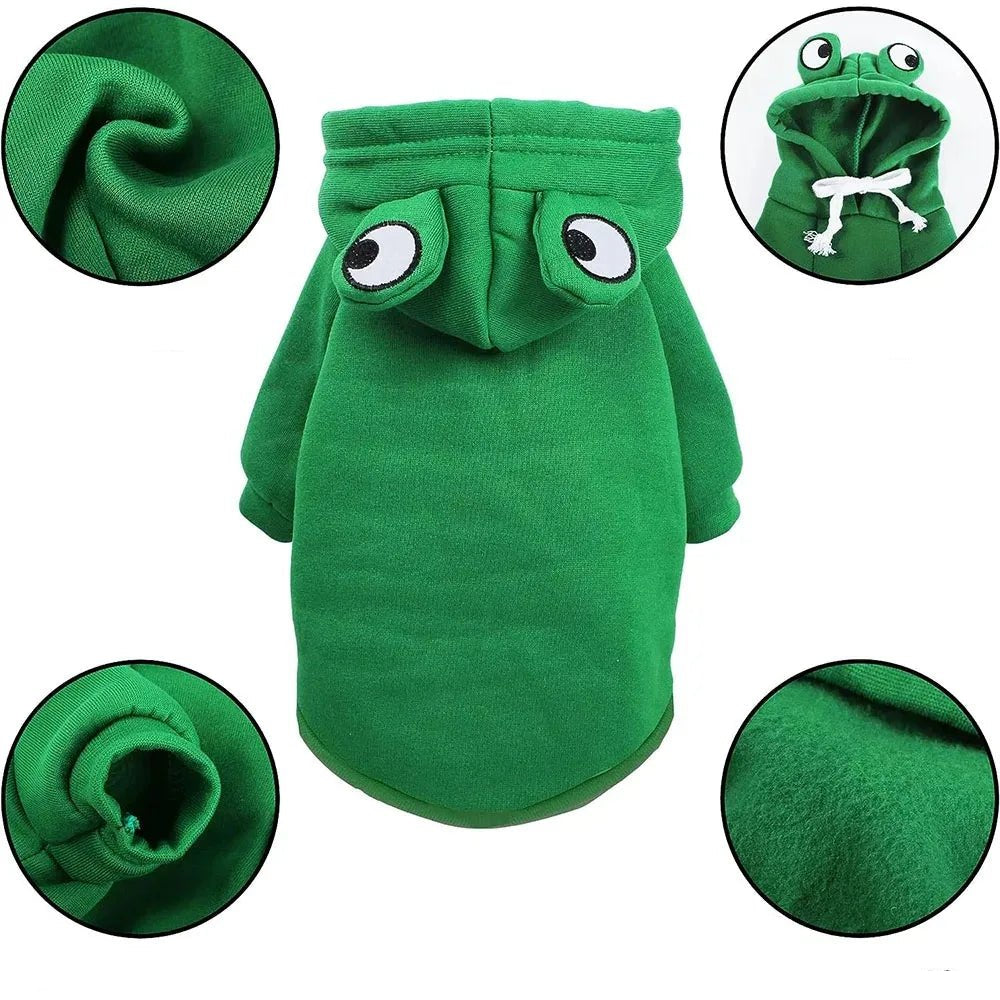 Unisex Pet Frog Fleece Hoodie for Dogs & Cats