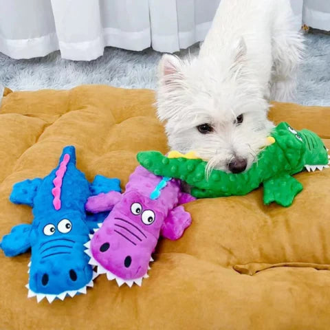 Durable Crocodile Plush Squeaky Toy for Aggressive Chewers