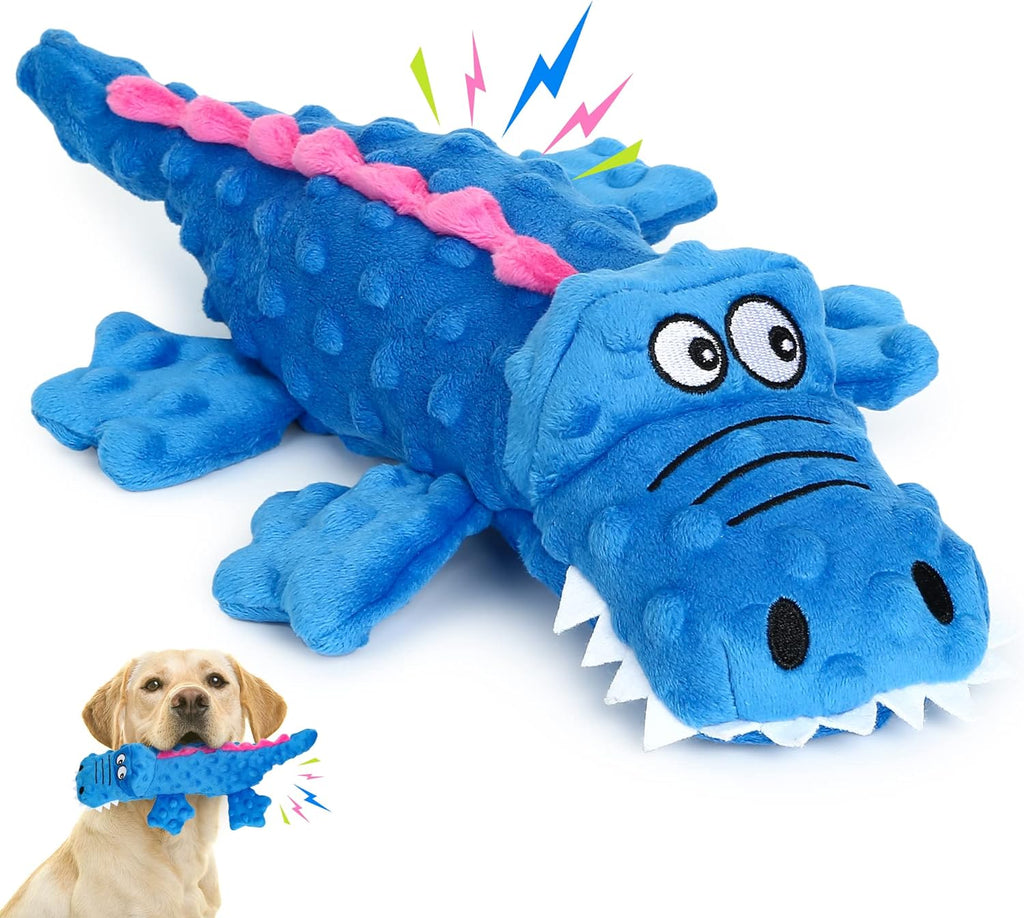 Durable Crocodile Plush Squeaky Toy for Aggressive Chewers