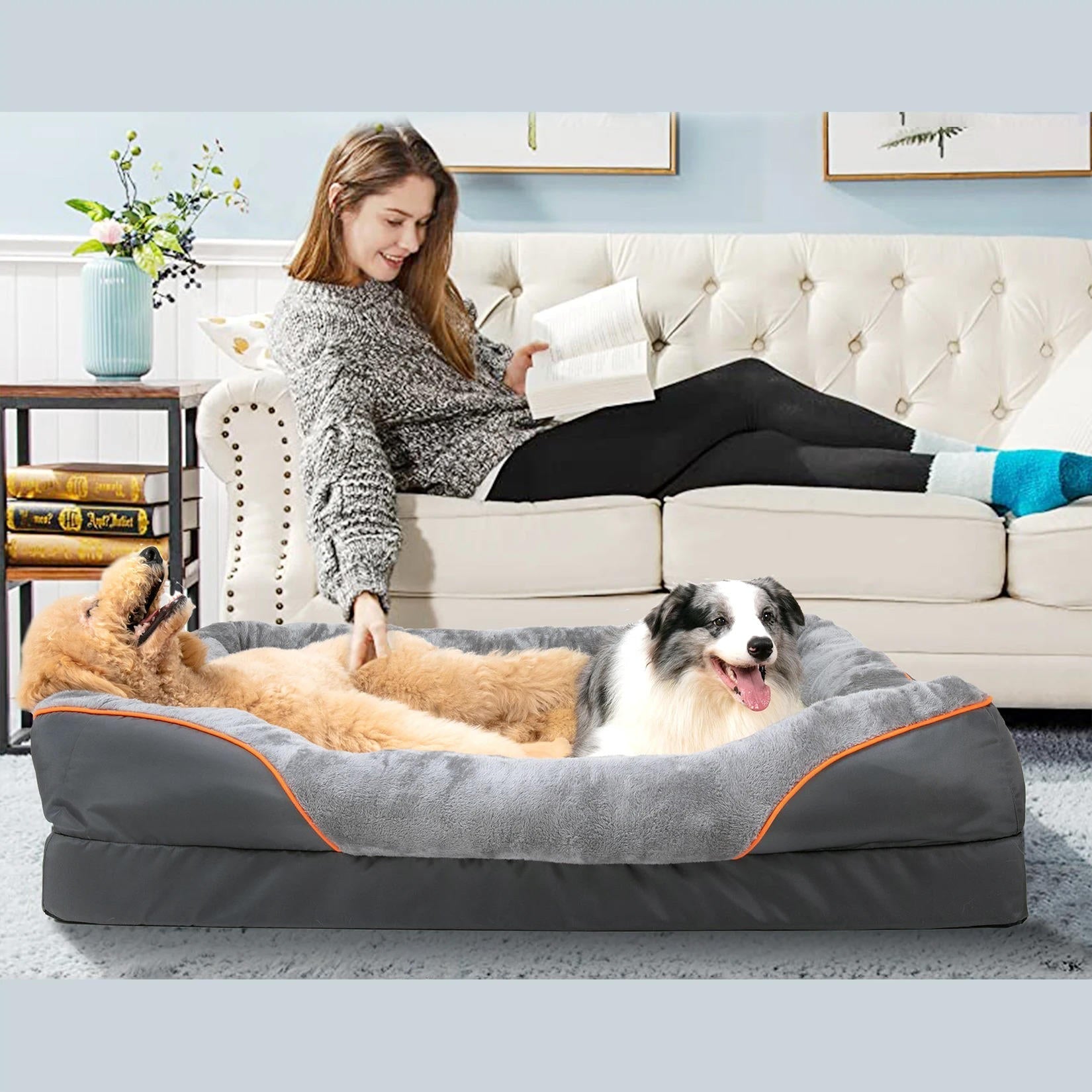 Orthopedic Dog Bed with Waterproof & Anti-Slip Base