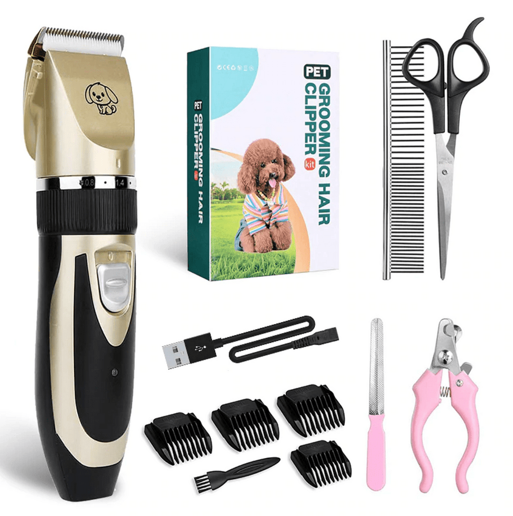 Low-Noise Dog Grooming Clipper Kit with 4 Attachment Combs
