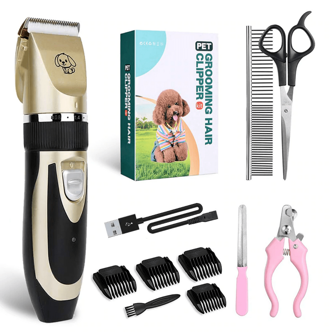 Low-Noise Dog Grooming Clipper Kit with 4 Attachment Combs