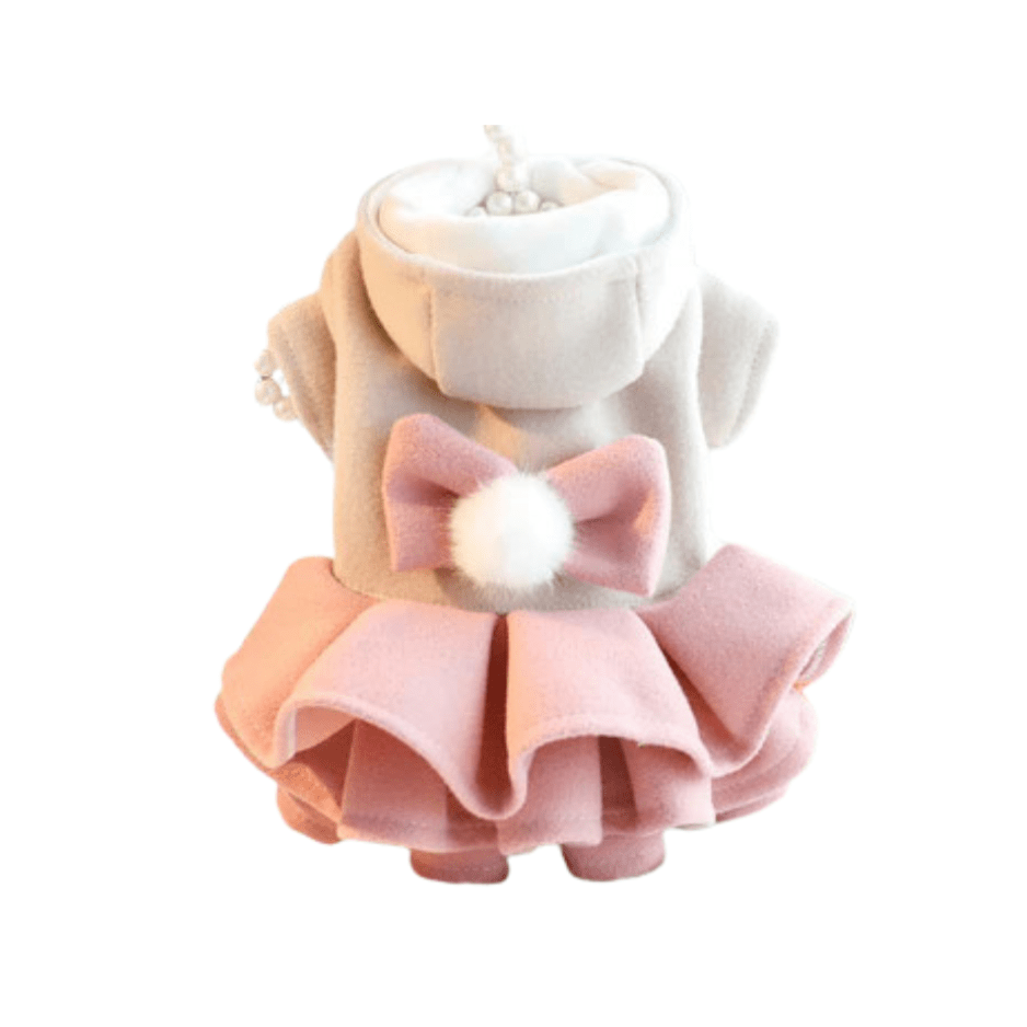 Dog Fleece Dress Jacket with Bow for Small Dogs