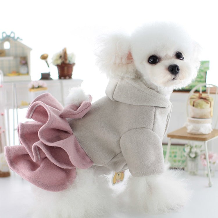 Dog Fleece Dress Jacket with Bow for Small Dogs