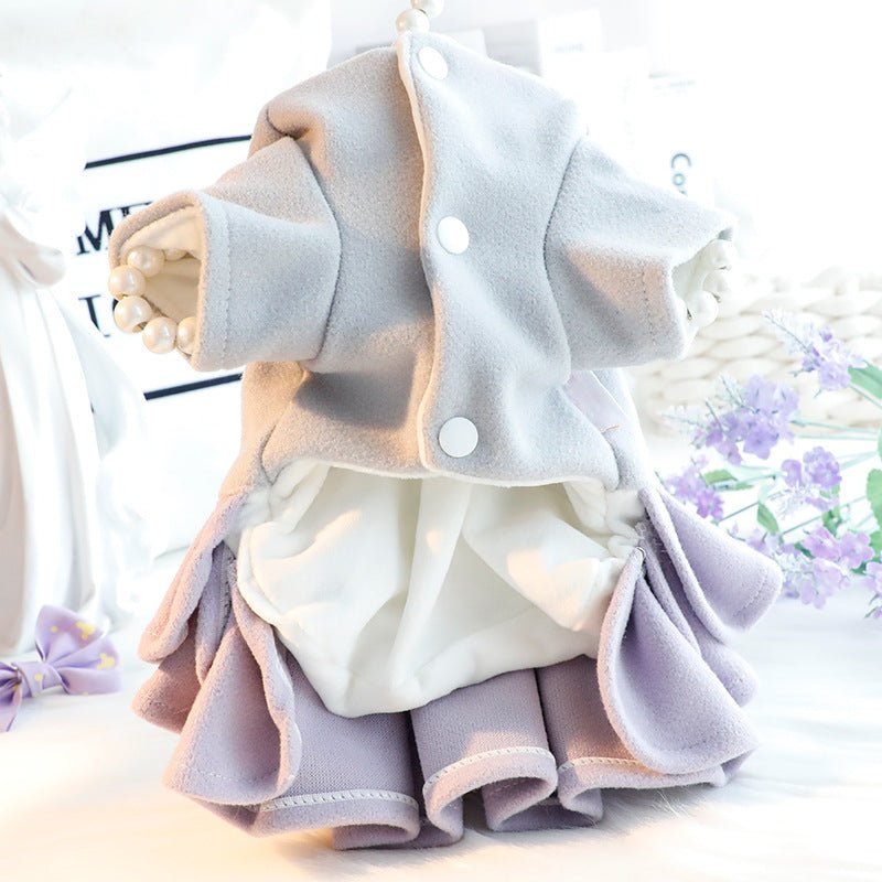 Dog Fleece Dress Jacket with Bow for Small Dogs