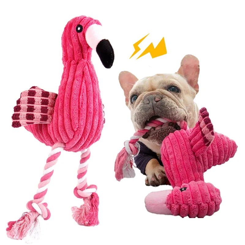 Interactive Plush Flamingo Dog Toy
