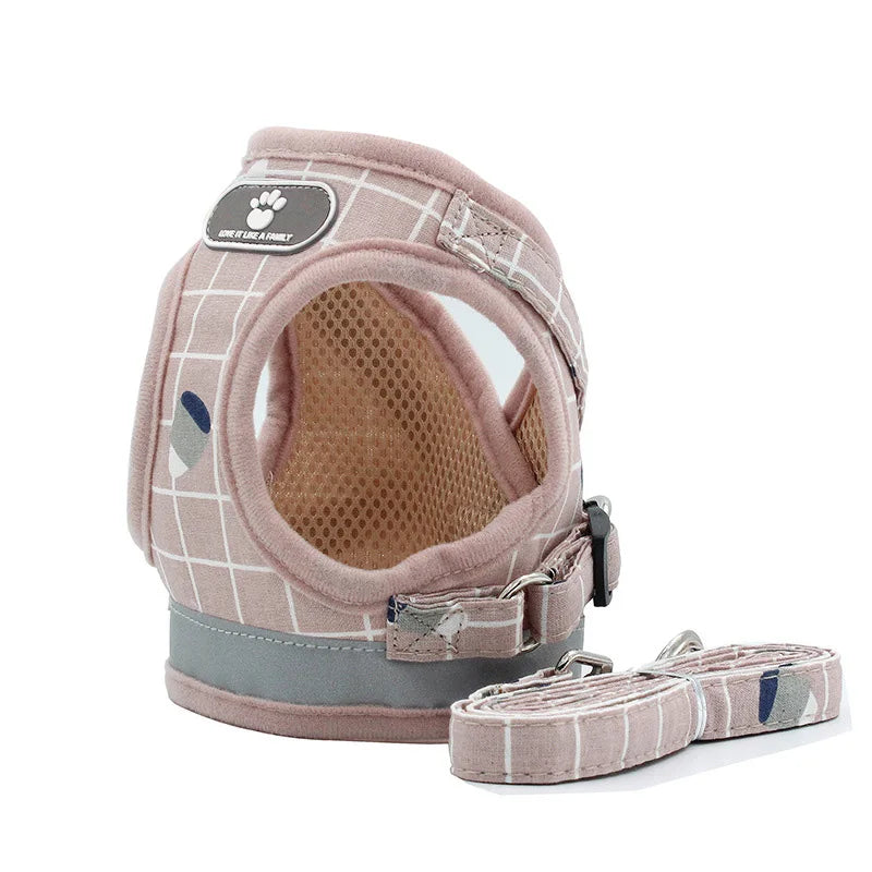 Reflective Soft Air Mesh Pet Harness & Leash Set