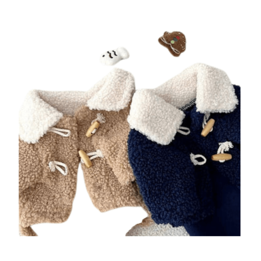 Dog Bear Pattern Winter Coat Plush Lined Jacket