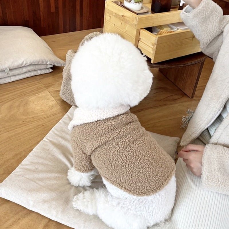 Dog Bear Pattern Winter Coat Plush Lined Jacket