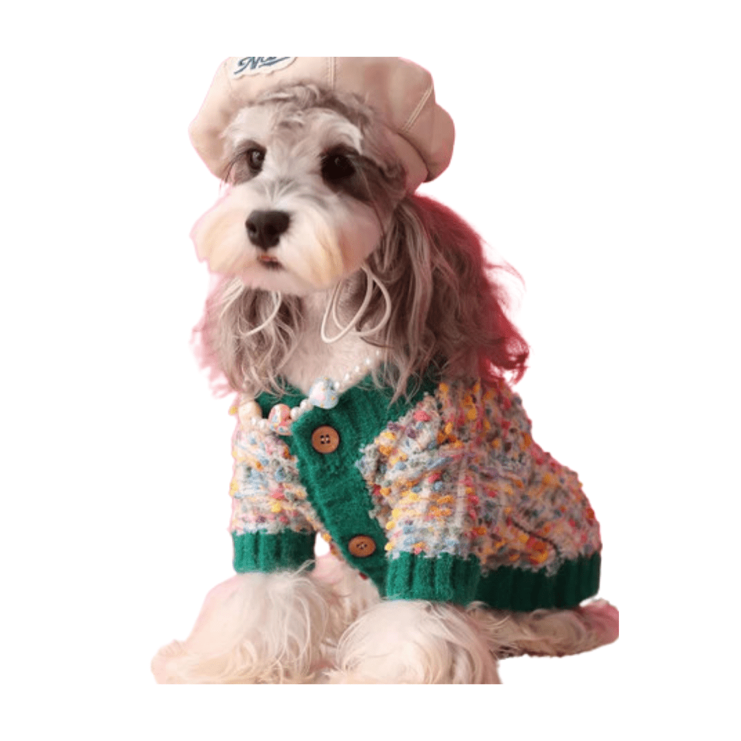 Dog's Colorful Dotted Cardigan Sweater
