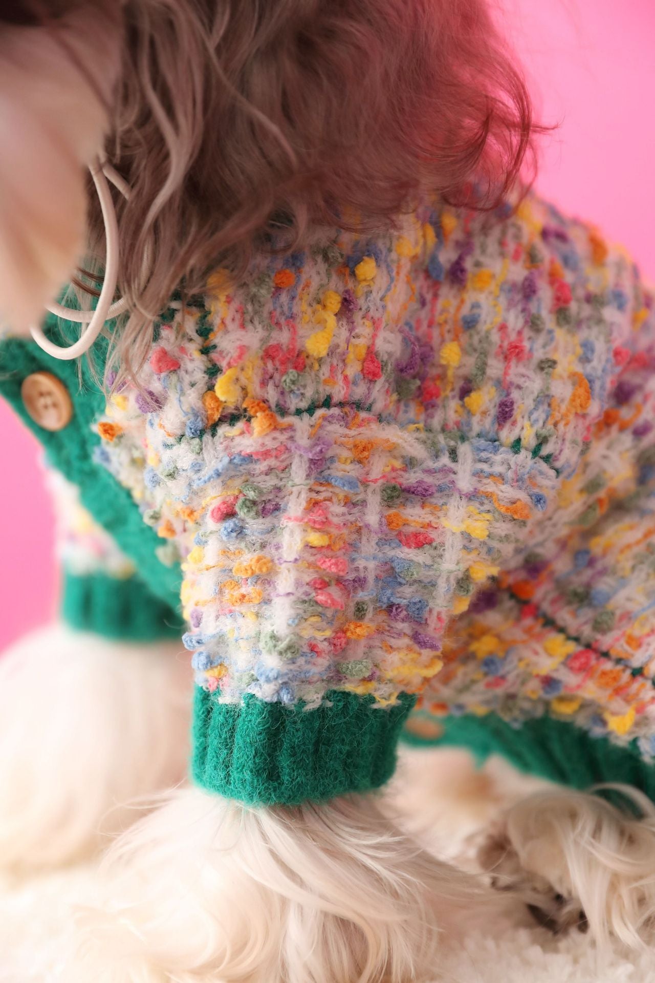 Dog's Colorful Dotted Cardigan Sweater