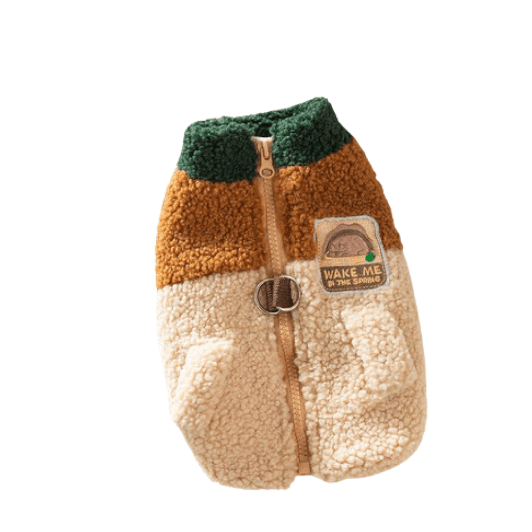 Dog Color Block Wool Blend Vest with Leash D-Ring