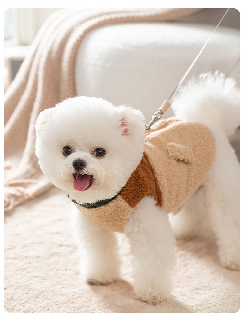 Dog Color Block Wool Blend Vest with Leash D-Ring