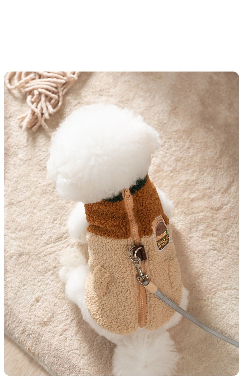 Dog Color Block Wool Blend Vest with Leash D-Ring