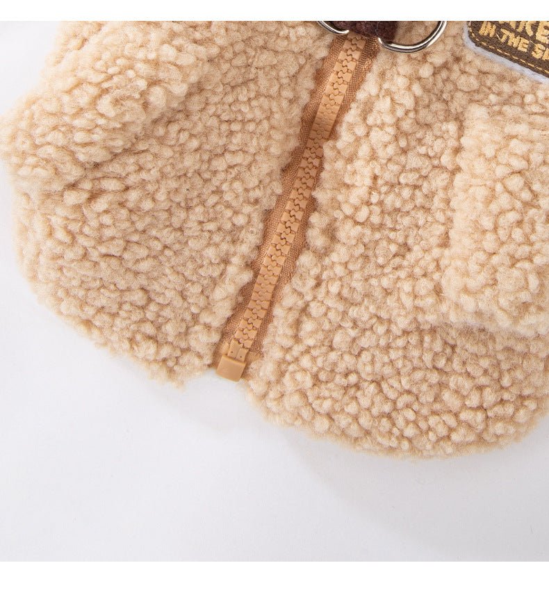 Dog Color Block Wool Blend Vest with Leash D-Ring