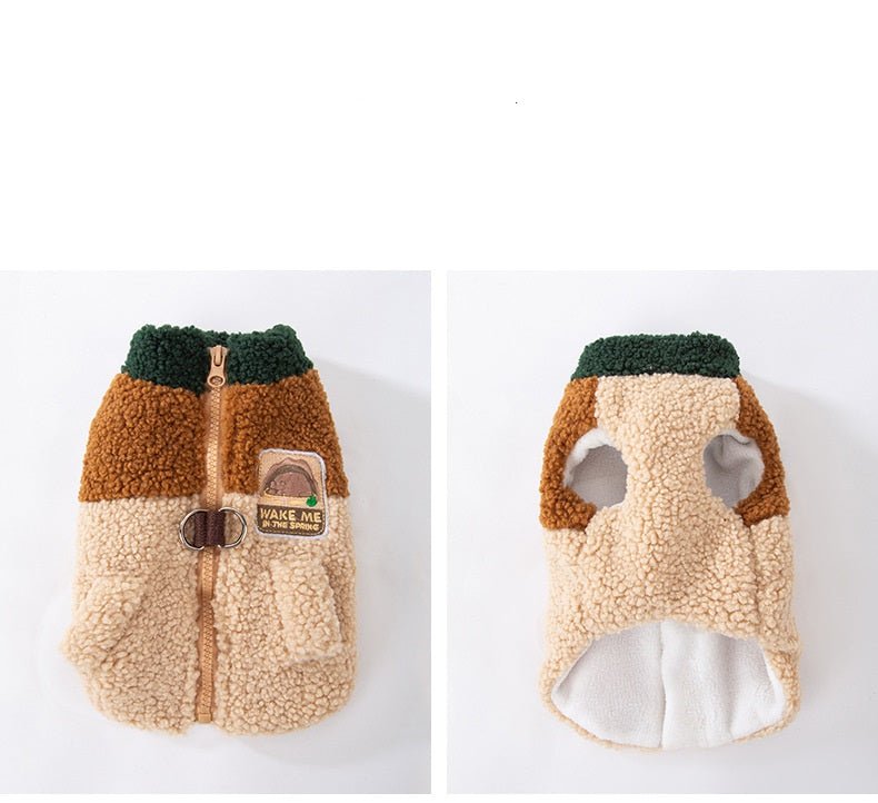 Dog Color Block Wool Blend Vest with Leash D-Ring