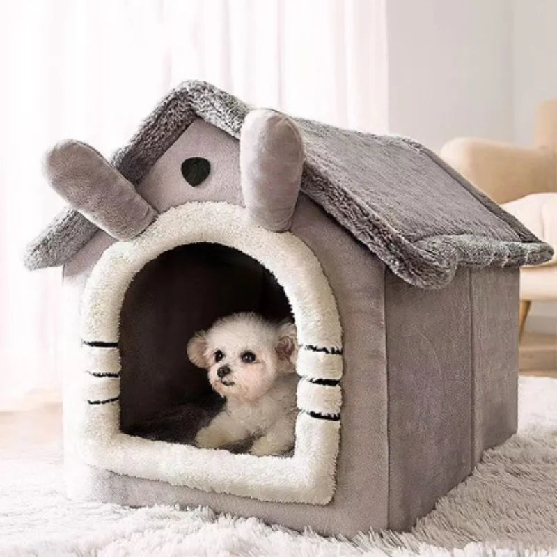 Washable Corduroy Dog House for Small Dogs – All-Season Comfort
