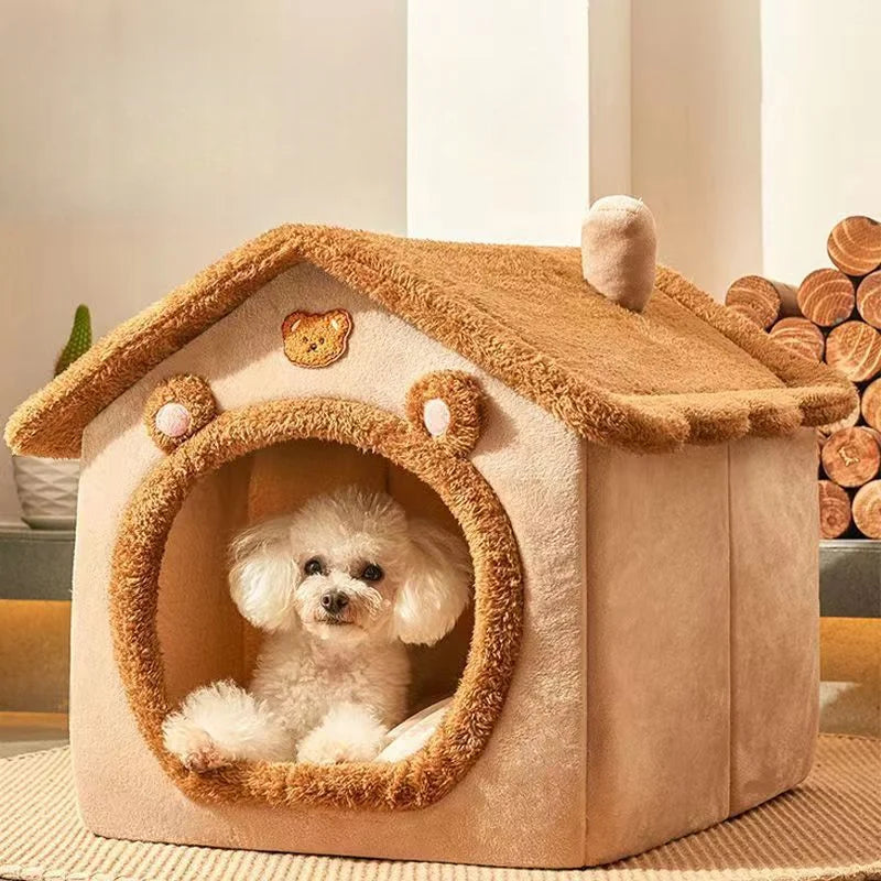 Washable Corduroy Dog House for Small Dogs – All-Season Comfort
