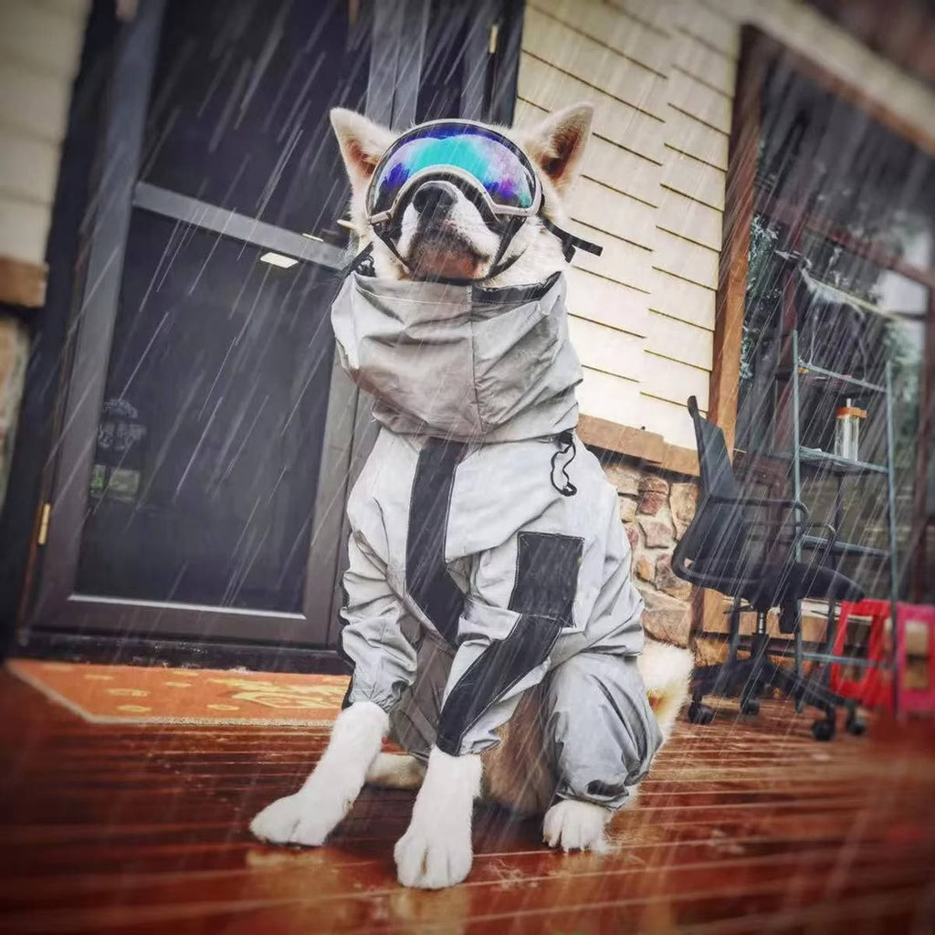 Dog Raincoat with Adjustable Hood & Reflective Strips