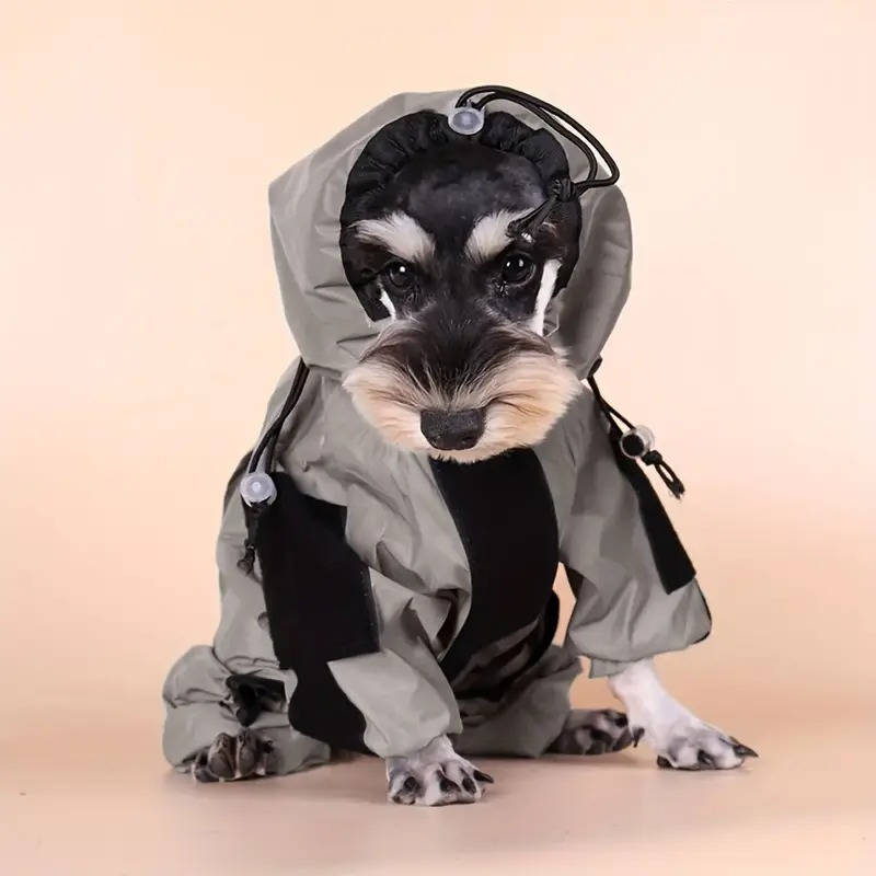 Dog Raincoat with Adjustable Hood & Reflective Strips
