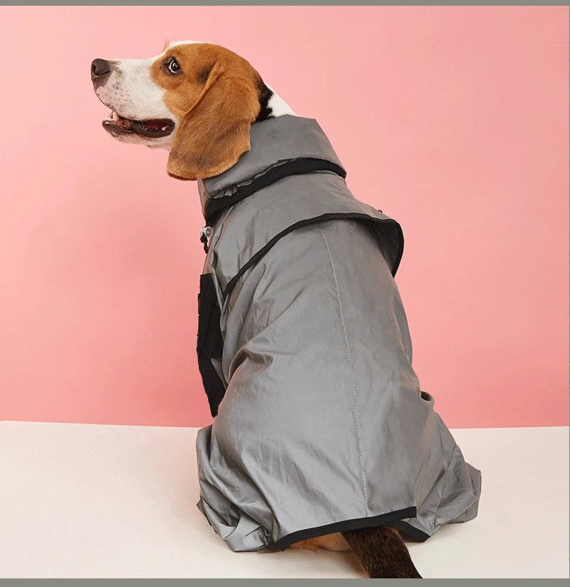 Dog Raincoat with Adjustable Hood & Reflective Strips
